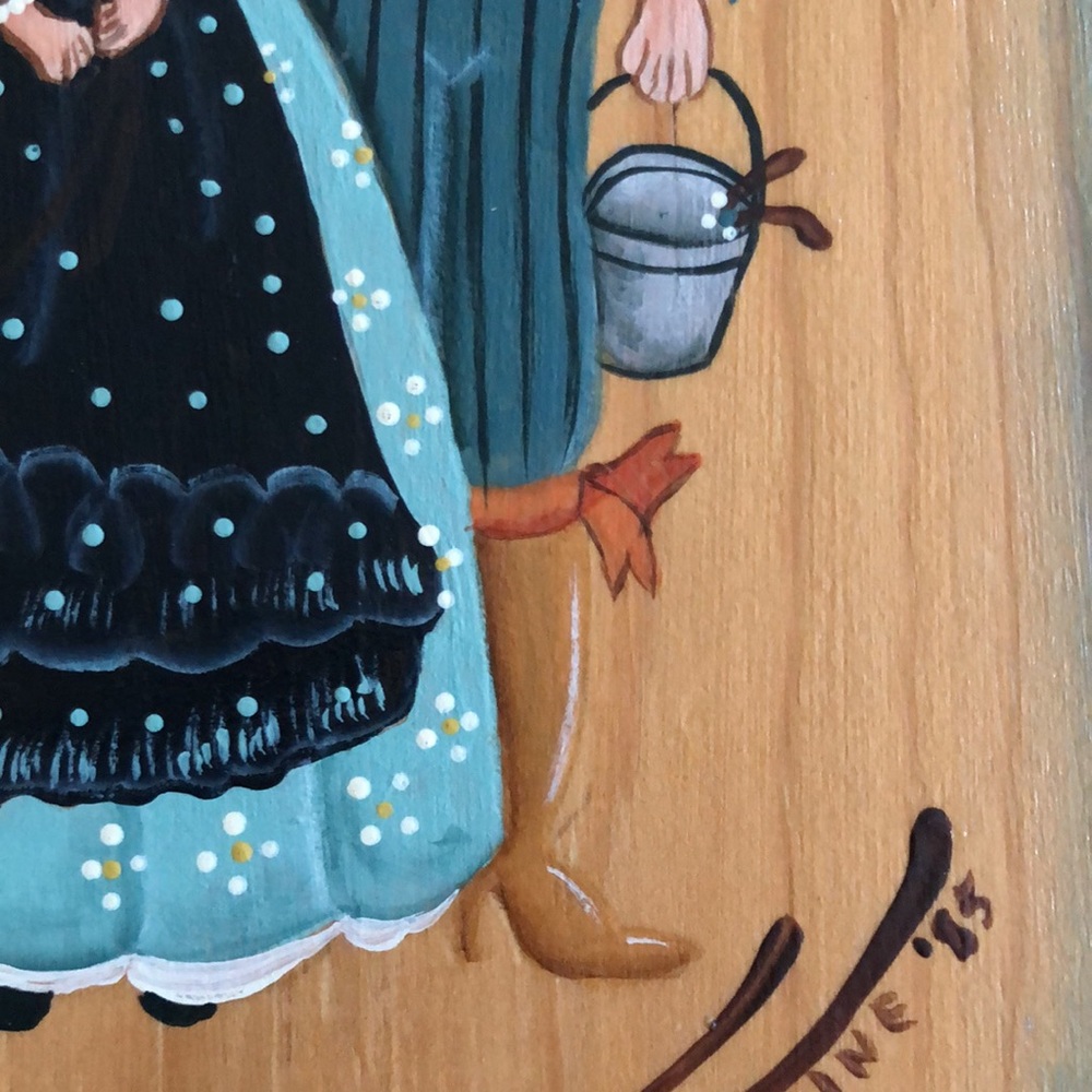 Vintage Folk art hand-painted cutting board wall hanging. - Picture 6 of 6